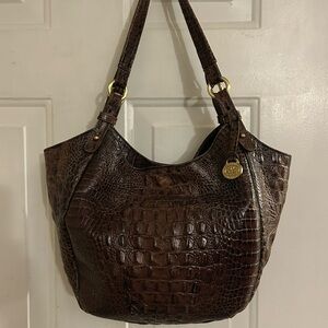 Brahmin Brown Croc-Embossed Shoulder Bag